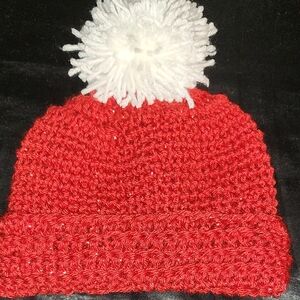 Cozy Red Knit Beanie with White Pom-Pom